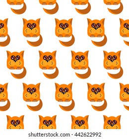 Seamless pattern with funny cat. Seamless pattern for children's backgrounds. Vector.