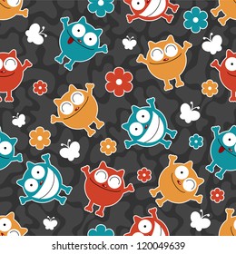Seamless pattern with funny cats