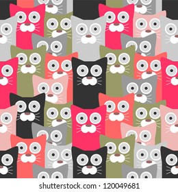 Seamless pattern with funny cats