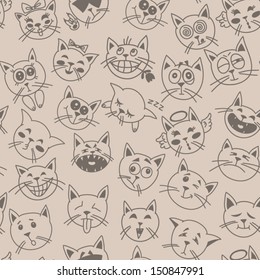 Seamless Pattern with funny cats.