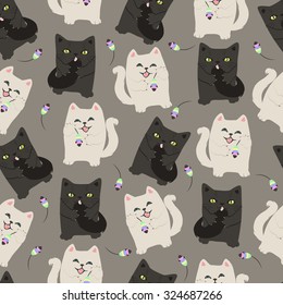 Seamless pattern with funny cats