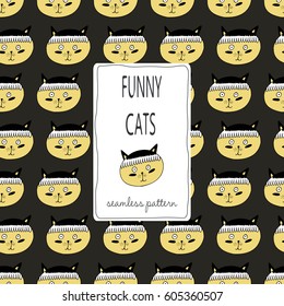 
Seamless pattern with funny cats. For the design of textiles for children's styles