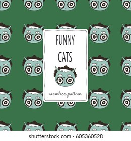 
Seamless pattern with funny cats. For the design of textiles for children's styles