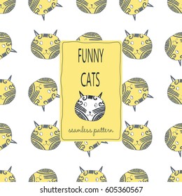 
Seamless pattern with funny cats. For the design of textiles for children's styles