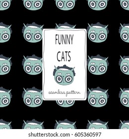 
Seamless pattern with funny cats. For the design of textiles for children's styles