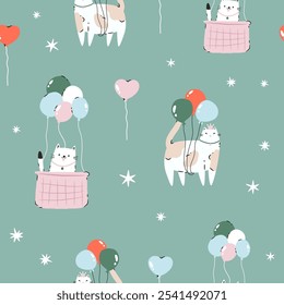 Seamless Pattern with Funny Cats. Playful and Quirky Feline Characters for Art and Design