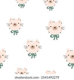 Seamless Pattern with Funny Cats. Playful and Quirky Feline Characters for Art and Design