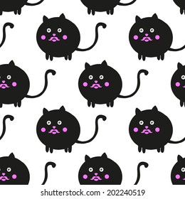 Seamless pattern with funny cats in vector.