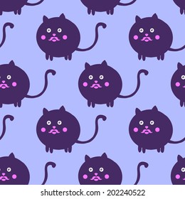 Seamless pattern with funny cats in vector.