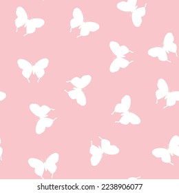 Seamless pattern with funny colorful Butterflies, flowers. Color flat vector illustration for invitation, poster, card, textile, fabric. Butterfly graphic design print. Trendy animal motif wallpaper.