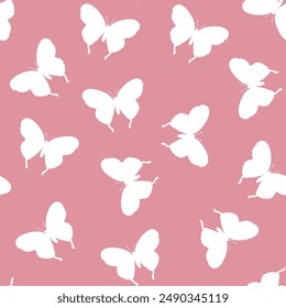 Seamless pattern with funny colorful Butterflies, flowers. Color flat vector illustration for invitation, poster, card, textile, fabric. Butterfly graphic design print. Trendy animal motif wallpaper.