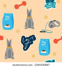 seamless pattern with funny creative dogs. Trendy vector background. Perfect for kids apparel,fabric, textile, nursery decoration,wrapping paper.