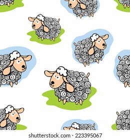 Seamless pattern with funny curly sheep..Symbol 2015 year sheep.Use for fabric,Wallpaper,background,wrapping paper,baby design.Vector