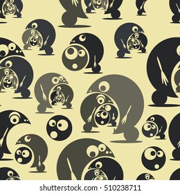 Seamless pattern with funny cute monsters. Vector illustration