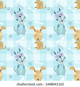 seamless pattern with funny  dog and white bones. for fabric textile wallpaper.