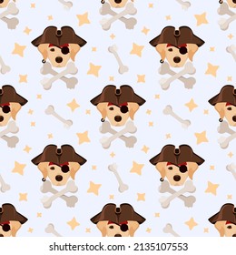 Seamless pattern with funny dogs. Labrador. Cartoon design.