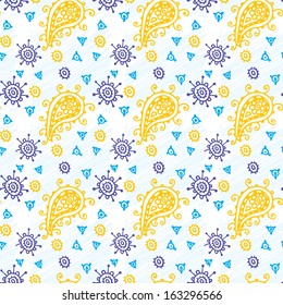 seamless pattern funny doodles ethnic style