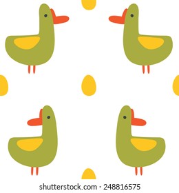 Seamless pattern with funny ducks. Vector, editable 