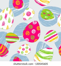 Seamless pattern with funny easter eggs