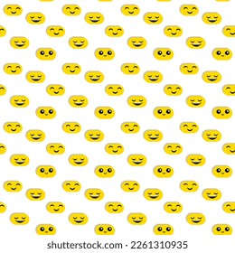 seamless pattern of funny emoticons on a white background. Children's print. Solar print