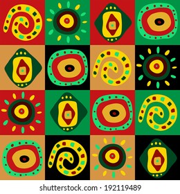 Seamless pattern with a funny ethnic ornament