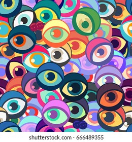 Seamless pattern with funny eyes. Vector illustration for design of wallpaper or fabric.