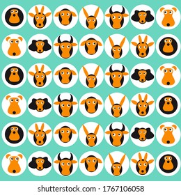seamless pattern with funny faces