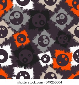 Seamless pattern with funny faces. Vector illustration