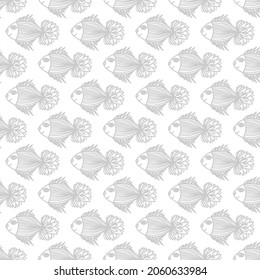 Seamless pattern with funny fish. Decorative texture. 