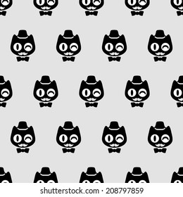 Seamless pattern with funny gentlemen kittens. Vector seamless texture for wallpapers, pattern fills, web page backgrounds