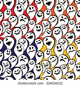 Seamless pattern with funny ghost. Happy Halloween background.