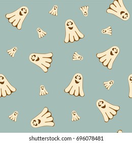 Seamless pattern with funny ghosts