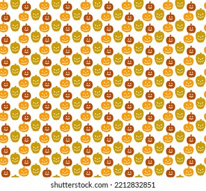 Seamless pattern of funny Halloween pumpkins, orange on white vectors