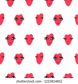 Seamless pattern with funny heart. Pattern for printing on textiles, Wallpaper and other.