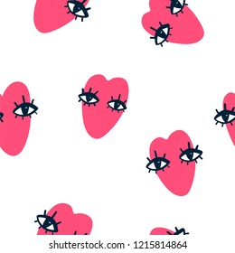 Seamless pattern with funny heart. Pattern for printing on textiles, Wallpaper and other.