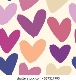 Seamless pattern with funny hearts. Vector romantic background