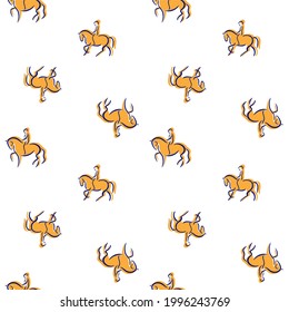 Seamless pattern with funny horses and riders. Creative texture for fabric, wrapping, textile, wallpaper, apparel. Vector illustration