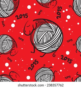seamless pattern with funny knitting christmas sheep and snowflakes  