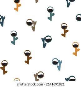 Seamless pattern with funny living plants on a white background. For textiles and nursery decoration
