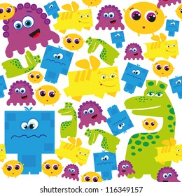 seamless pattern with funny monsters