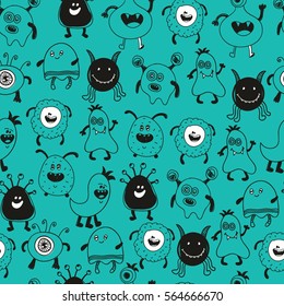 Seamless pattern of funny monsters