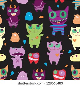 Seamless pattern of funny monsters .Seamless pattern can be used for wallpaper, pattern fills, web page background,surface textures