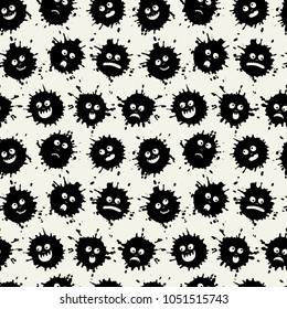 Seamless pattern with funny monsters. Cartoon style. Can be used as background, packaging paper, cover, fabric and etc.