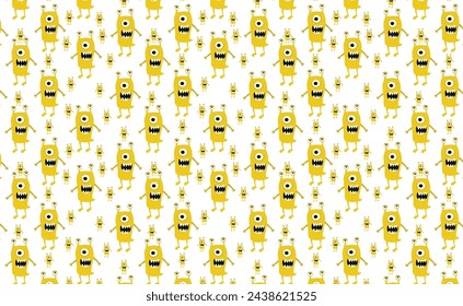 Seamless pattern with funny monsters. Cartoon 