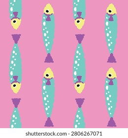 seamless pattern with funny monsters Playful Swimming Fish Pattern for Kids Fabric