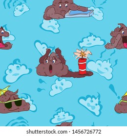 seamless pattern funny monsters poop playing games new