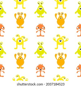 Seamless pattern of funny monsters. Vector illustration for fabrics, textile , paper