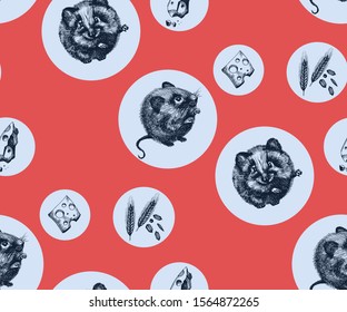 Seamless pattern with Funny mouse, symbol of 2020 year. Vector pattern. Print for textile, cloth, wallpaper, scrapbooking