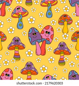 seamless pattern with  funny mushrooms