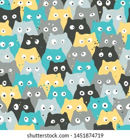 Seamless pattern with funny owls